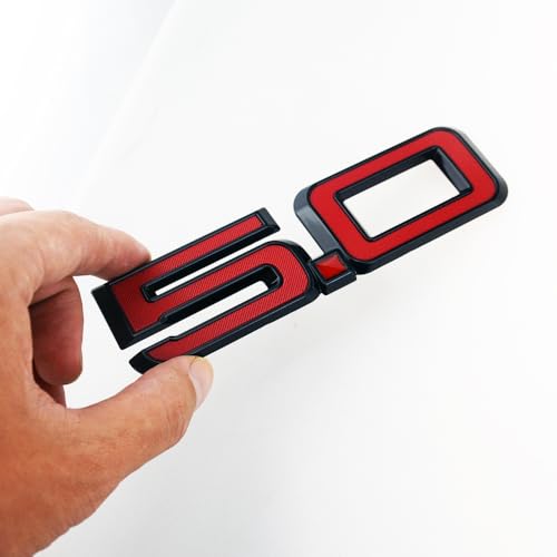 Image of 2pcs Replacement for 2024-2025 5.0 Letters Emblem Door Side 3D Badge Decal Nameplate (Black Red)