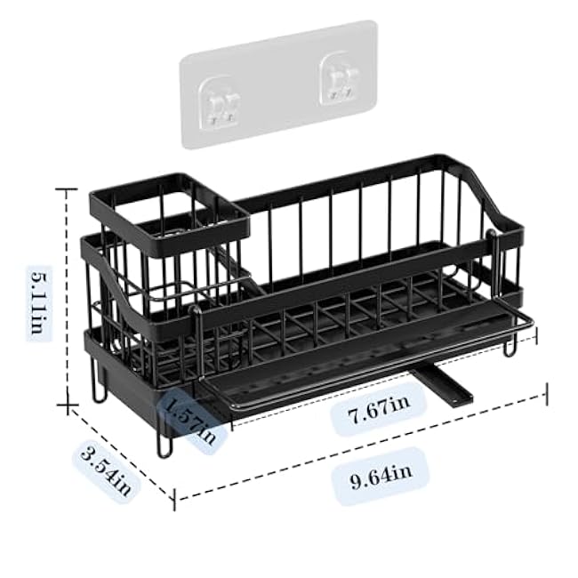 Kitchen Sink Organizer Sponge Holder Sink Caddy Black