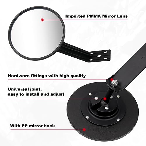 CNQLIS Espelho convexo externo de 20 cm com suporte de fixação de parede ajustável, espelho de tráfe