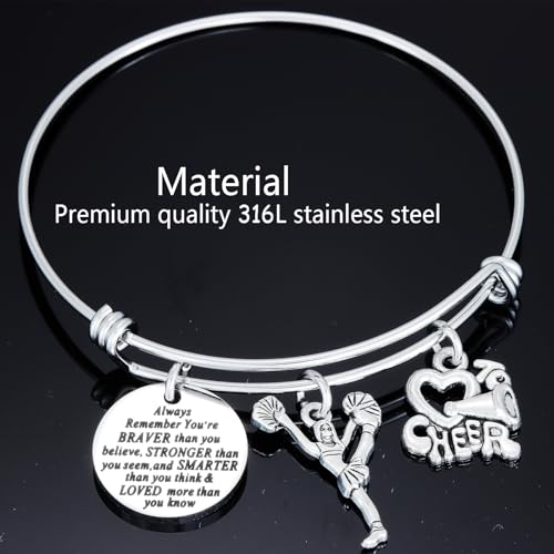 HUTIMY Cheerleader Bracelet for Teenagers Gifts Young Senior Little Teen Cheer Team Present Cheerleading Charm Bracelet2