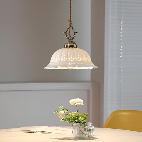 Latinulu Ceramic Pendant Light 1-Light Adjustable Cord Industrial Ceiling Hanging