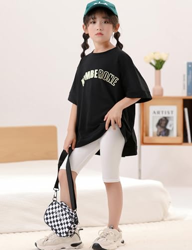 Kiench Girls Long Bike Shorts Cotton Knee Length Leggings Solid Pack of 32