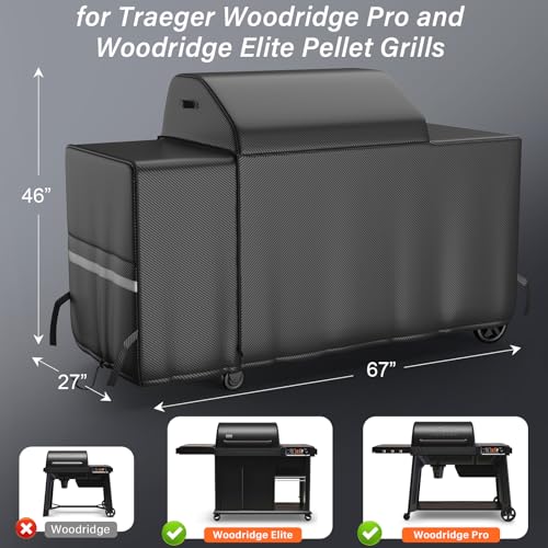 Grill Cover for Traeger Woodridge Pro & Elite, Compatible with BAC776 Full-Length All Weather Grill Cover – Waterproof Traeger Woodridge Pro Cover Accessories by Utheer - Image 2