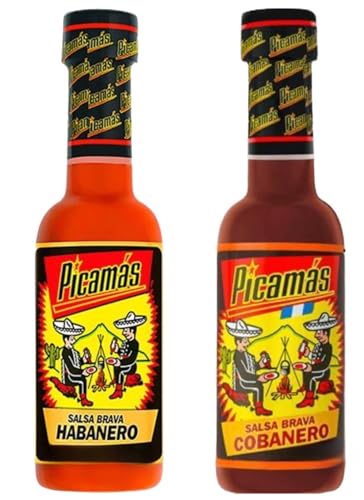 Pic'amas-Salsa Brava Hot Sauce Variety Pack, Habanero and Cobanero, (145 mL each), 2 Bottles