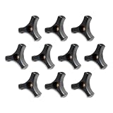 10 Pack Black Plastic Knob 5/16'-18 Three Prong Wing Nut 2 inch Diamete with Through Brass Insertr