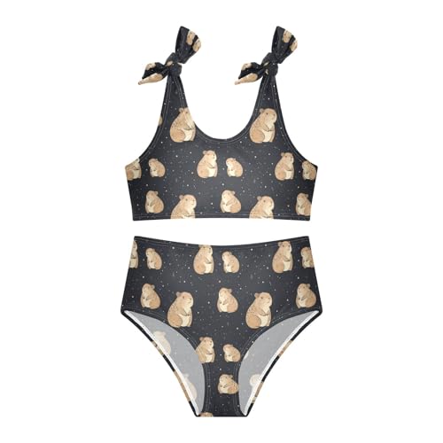 Cute Capybaras Dark Back Space Girls Tankini Swimsuit Kids Bikini Sets 2 Pcs Bathing Suit 3T3