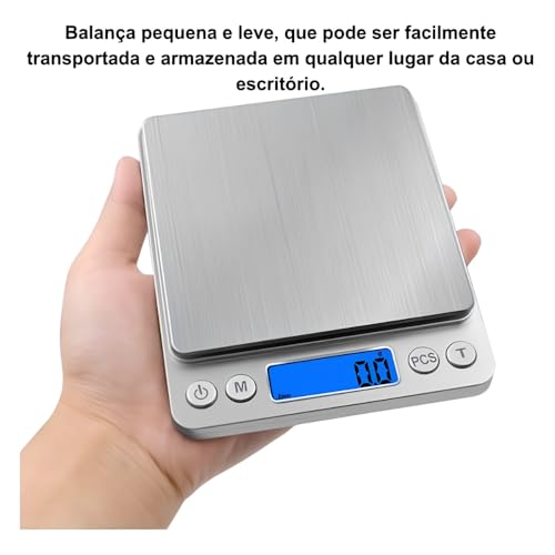 Balança Digital de Precisão Cozinha 0.1g a 2 Kg Premium Com Pilhas, Limpeza Fácil, Design Compacto E