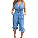 Produktbild NOBRAND Frühling und Sommer Damen Rückenfrei V-Ausschnitt Strappy Jumpsuit Gr. Small, blau