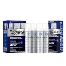 Rogaine Mens 5% Minoxidil Foam Hair Regrowth Treatment, FDA Approved, Extra Strength, Unscented Aerosol, White, 4 Month Supply 4 x 2.11 oz Cans