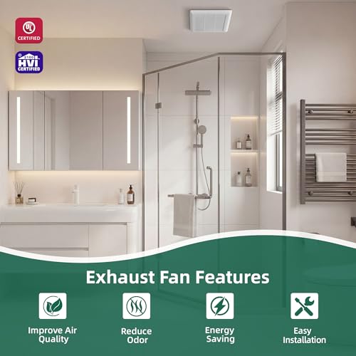 Image of Akicon Bathroom Exhaust Fan, 70 CFM Quiet Bathroom Vent Fan