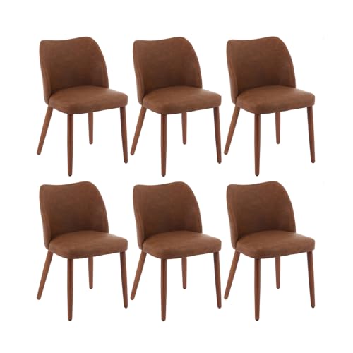 Garvee Faux Leather Dining Chairs Set of 2 - Upholstered Wing Back Chairs with Thick Cushions & Wood Legs, Leveling Feet Chairs for Dining Room, Living Room, Kitchen, Brown PU by Garvee - Used condition - CA$82.52