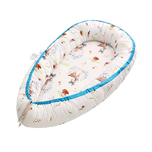 Baby Lounger, Baby Nest and Baby Bassinet, Portable 100% Organic Soft Cotton Breathable