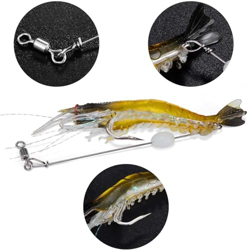 Image of Silicone Simulation Live Shrimp Fishing Soft Prawn Lure Hook Bait Tackle - 5pcs