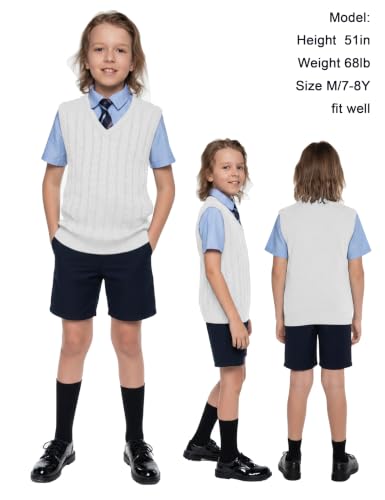 Image of JSTEX Boys Sweater Vest 100% Cotton Kids Uniform Vest V-Neck Sleeveless Knit Pullover for Boy Girls Toddler Size 4-14