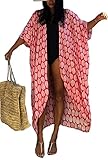 Leichte Kimono Cardigan Morgenmantel mit langen Design, fließend, lässig, übergroß locker sitzend, leicht zu tragen, ein stilvoller Begleiter im Urlaub, Spa oder Schwimmbad.