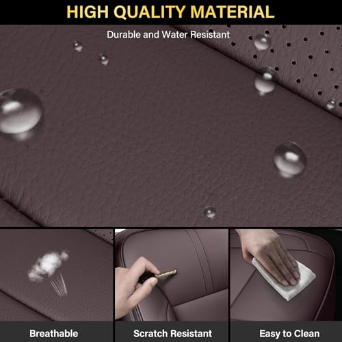 Image of Coverado Silverado Seat Covers Full Set, Faux Leather Car Seat Covers Fit for Chevy Silverado GMC Sierra 2007-2013 & 2019-2026 1500, 2020-2026 2500HD 3500HD Crew Double Extended Cab(Brown)