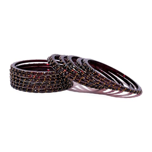 Image of Raindrop Crystal Glass Bangles, Pack of 12