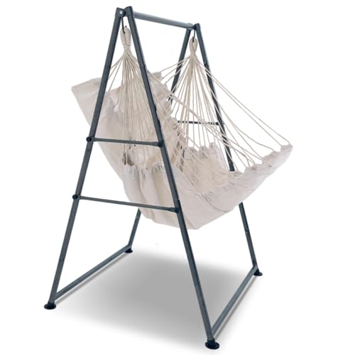 Hammock Chair Stand with X-Large Swing Chair with Footrest,Thickened Heavy-Duty Weather-Resistant Iron Pipe Swing Frame