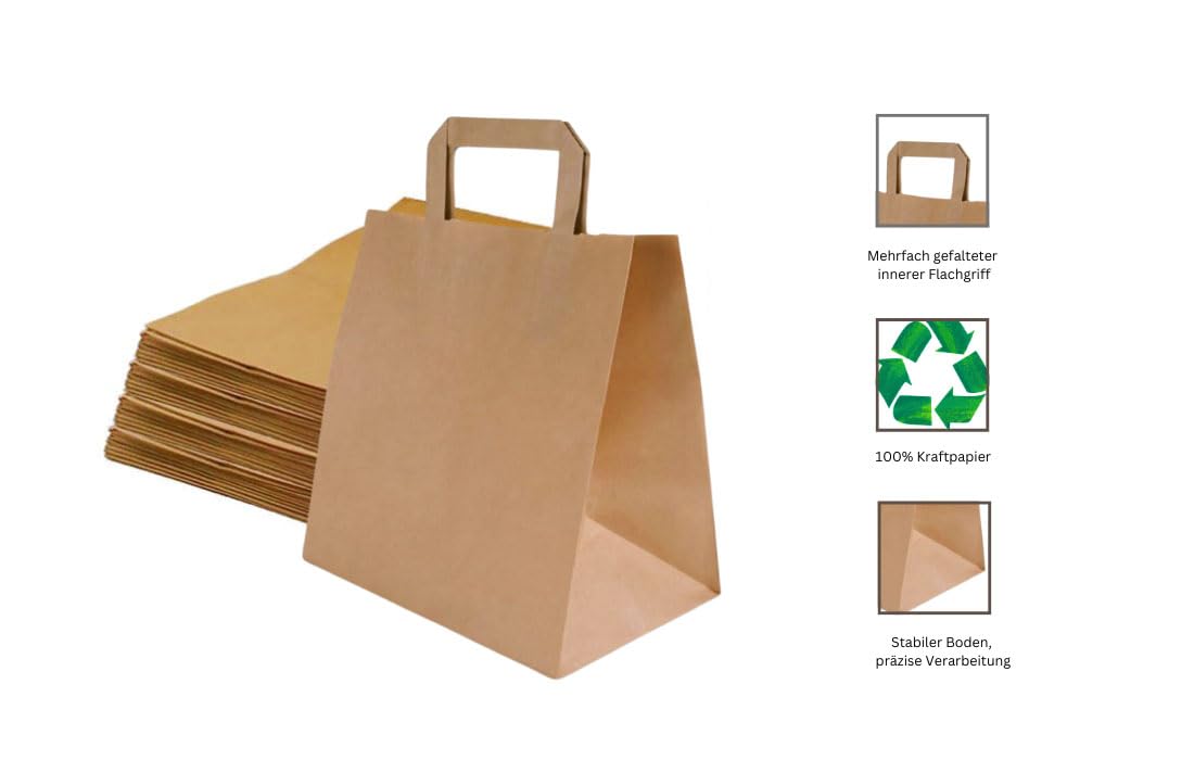 Sac Papier Blanc Avec Anses Plates 70g/m² 26+17x25cm (25 Utés