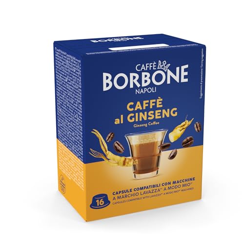 Caffè Borbone Ginseng - Café Ginseng - 96 Cápsulas (6 Paquetes de 16) - Compatible con Cafeteras Espresso Lavazza A Modo Mio Domésticas