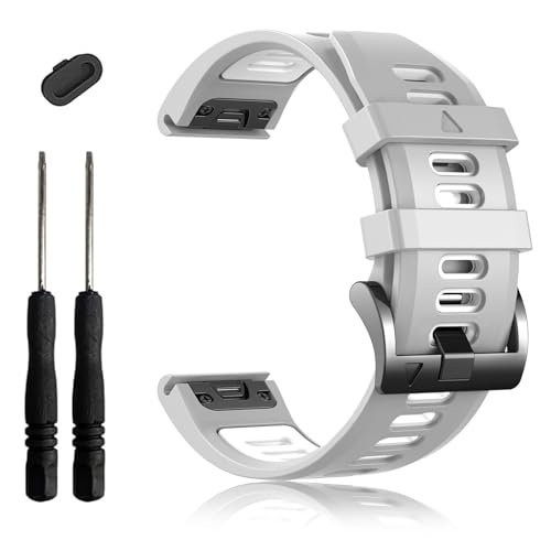 EZMVZKU 22mm �N�C�b�N�t�B�b�g�X�|�[�c�o���h Garmin Fenix 7/7 Pro/6/6 Pro/5/5 Plus�p �V���R�������p�X�g���b�v Forerunner 965 955 945/Approach S62�p �O���[/�z���C�g