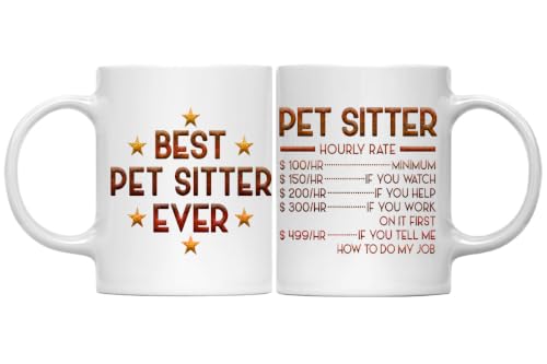 MONIZILUCKY Pet Sitter Mug, Hourly Rate Pet Sitter Gifts for Coworkers