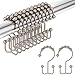 Amazer Shower Curtain Hooks Rings, Stainless Steel Shower Curtain Rings Metal Double Glide Shower Hooks for Bathroom Shower Rods Curtains, Matte Nickel, Set of 12 Hooks