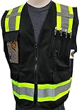 HIGH VISIBILITY BLACK VEST ASIN:B07JVQBDSD. LARGE