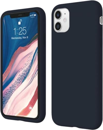 Image of Premium Liquid Silicone Case for iPhone 11 - Slim Full Body Protective Back Cover with Soft Microfiber Lining, Anti-Slip Grip Scratch Resistant Phone Case(Navy Blue)