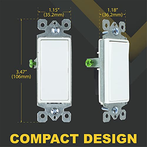 Faith 3-Way Decorator Paddle Wall Light Switch, 15A 120/277V, On/Off Rocker, White #TOP2