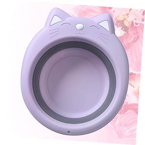 Image of Totority Portable Foldable Baby Wash Basin 15 Inch Cat Shape Collapsible Washbasin Cartoon Design Space-Saving for Travel Home Bathing