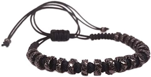 Regeek Strand Bracelets - 2019 Anil arjandas Brand Men Bracelet,Rose Gold & Micro Pave Black Cubic Zirconia Beads Braided Homme Macrame Bracelet for Women - (Metal Color: Black Gun Plated)