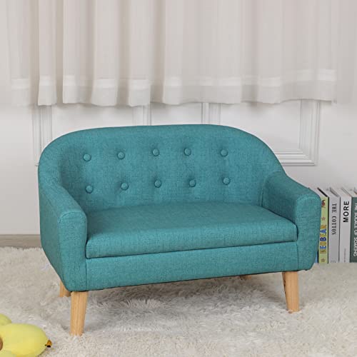 Getifun Kids Sofa Couch, Toddler Armchair Couch, Pvc 2-Seater Upholstered Children Sofa Chair With Wooden Legs, Perfect For Children Gift(30-Inch) (Blue) #TOP1