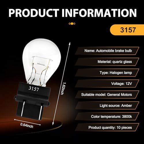 Teybouk 3157 Bulb, 10 PCS Brake Light Bulb, High Brightness Turn Signal Brake Light, Universal Automotive Marker Tail Replacements Accessories for Truck SUV Car (White)