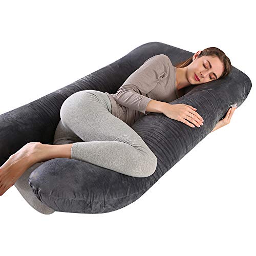 Cden Pregnancy Pillow, U Shaped Full Body Pillow 55", Maternity Pillow Support For Back, Legs, Neck, Hips For Pregnant Women With Removable Washable Velvet Cover(Black) #TOP6