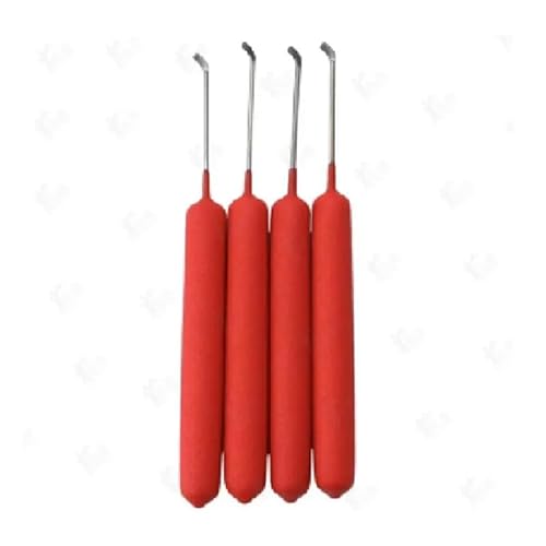 Conjunto de 4 ganzúas Haoshi com cabo vermelho, ferramentas profissionais de serralheiro, conjunto de ganzúas de abertura rápida