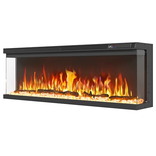 YITAHOME 40' Elektrokamin mit Heizung, 3-in-1 Kamin Wand/Einbau/Stand mit...