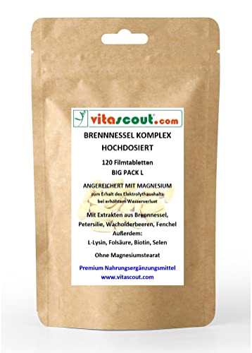 Pflanzlicher Brennnessel-Komplex 900 II – 120 Tabletten – Extrastark – 100% Vegan – Ohne chemische Entwässerungsmittel – Mit Magnesium – Laborgetestet in Deutschland