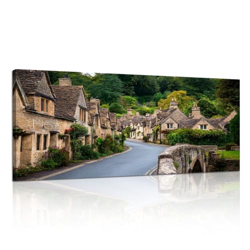 Canvas Wall Art Painting Traditional Idyllic English Countryside village Cosy