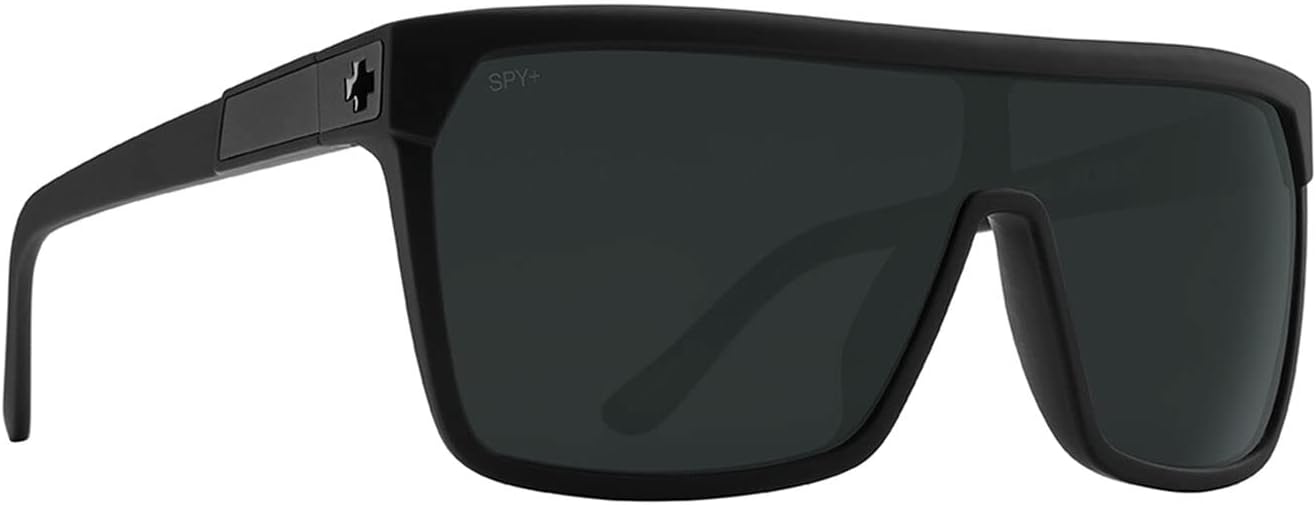Spy Flynn Sunglasses Soft Matte Black with Happy Boost Polarized Black Mirror Lens + Case