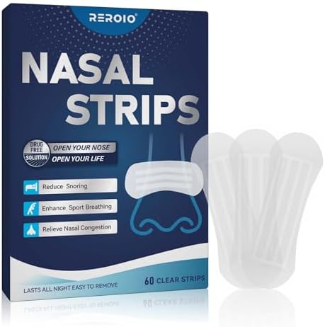 REROIO Nasal Strips for Snoring – Comfortable Nose Strips for Breathing,Anti Snoring Devices,Drug-Free Snoring Solution for Better Airflow & Restful Sleep