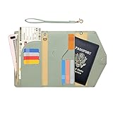 ZOPPEN Passport Holder for Women Travel Wallet Rfid Blocking Passport Cover Document Organizer Strap Ver.5 (#28 hushed green Ver.5)