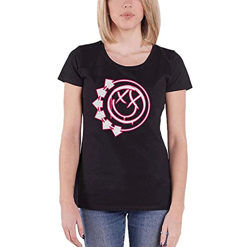Blink-182 T Shirt Six Arrow Smile Band Logo Official Womens Skinny Fit Black XS