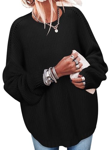 Womens Sweaters Early Fall Fashion Outfits 2025 Oversized Sweatshirt Trendy Long Sleeve Shirts Dresses Ladies Tops Blouses Dressy Casual Christmas Holiday Outfits Winter Old Money Clothes Black L