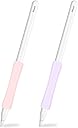 ProElife 2-Pack Ergonomics Grip Holder for Apple Pencil 2nd Gen & Apple Pencil (USB-C) Accessory Slim Silicone Protective Sleeve Cover Holder, No Interference for Magnetic Charging (Pink/Purple)