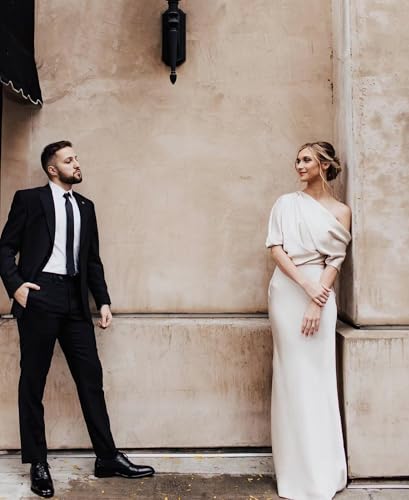 Mother of The Bride Dresses Off Shoulder for Wedding Satin Half Sleeve Long Formal Mother of Groom Evening Gowns4