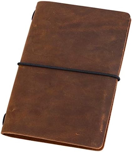 newestor Pocket Travelers Notebook, Refillable Leather Travel Jou...