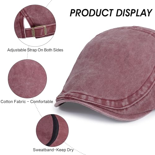 Image of 3Pcs Men's Newsboy Caps Cotton Cooling Hat Adjustable Flat Cap for Men