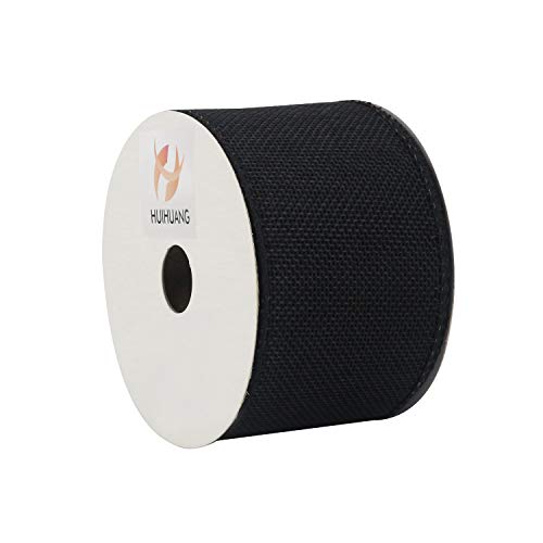Huihuang Black Burlap Ribbon Wired Ribbon For Gift Wrapping Solid Wired Edge Ribbon, 2.5 Inch X 10 Yards #TOP1