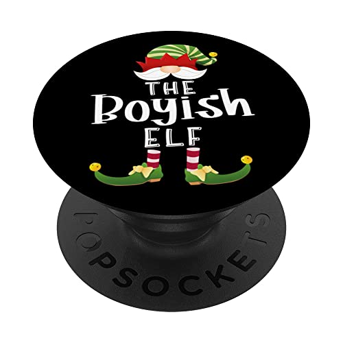 Boyish Elf Group Christmas Funny Pajama Party PopSockets Swappable PopGrip, Black